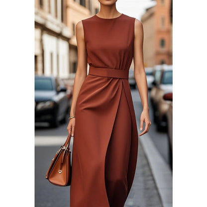 Midi Dress with Belt for Women - Loredana
