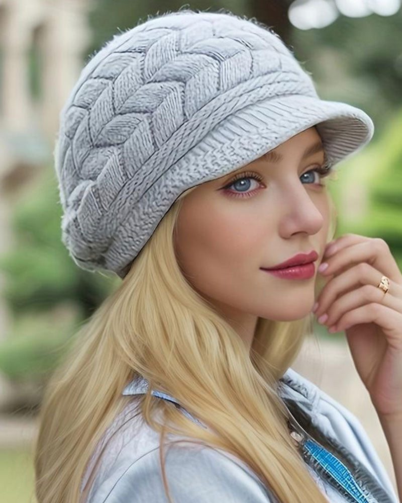 Damen Zopfstrick Winter Slouchy Beanie Mütze Weich Warm Dehnbar