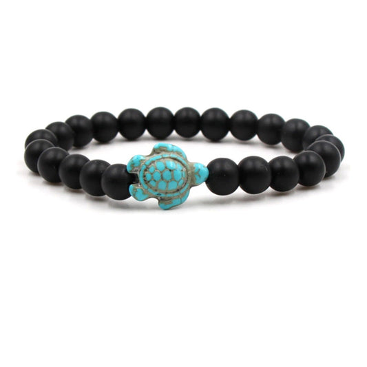 Naturstein Schildkröte Armband Schwarzer Milchstein