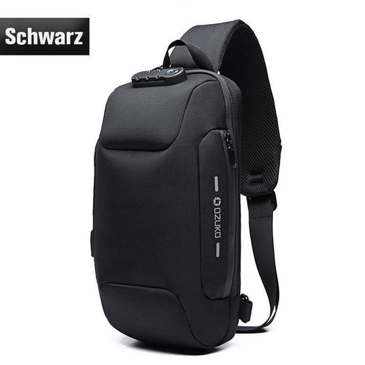 Anti-Diebstahl-Rucksack Mit 3-stelligem Schloss schwarz