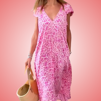 Pinkes Leopardenmuster-Kleid - Mia