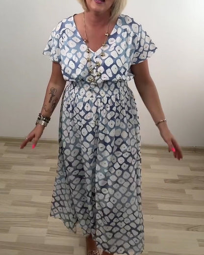 Kleid Elegante Raffinierte Geometrischer Druck Schlitz