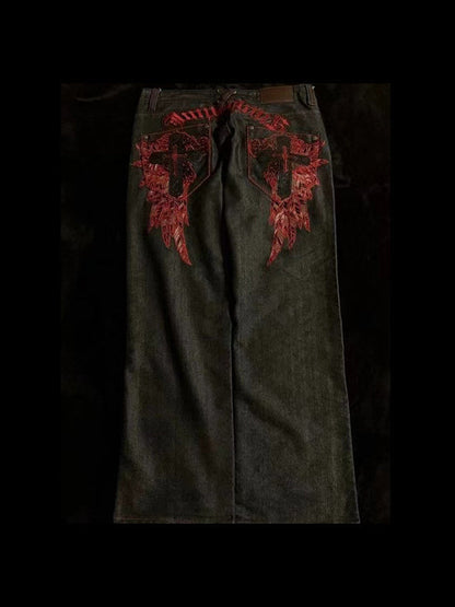 Schwarze American Vintage Bestickte Boyfriend Jeans