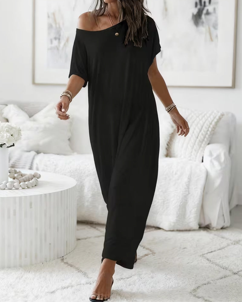 Kleid Unifarben Lang Casual