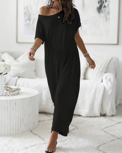 Kleid Unifarben Lang Casual