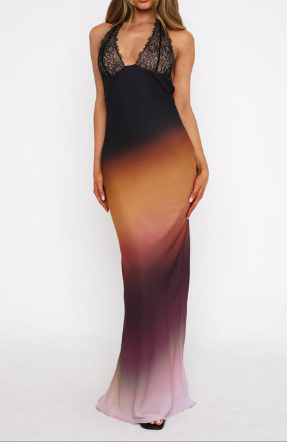 Alejandra Maxi Dress Chestnut Brown Ombre