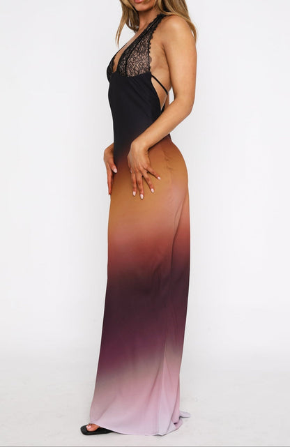Alejandra Maxi Dress Chestnut Brown Ombre