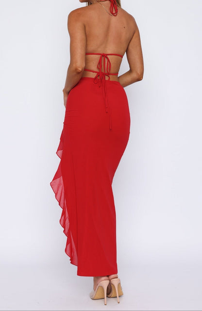 Robe longue Cloe rouge cerise