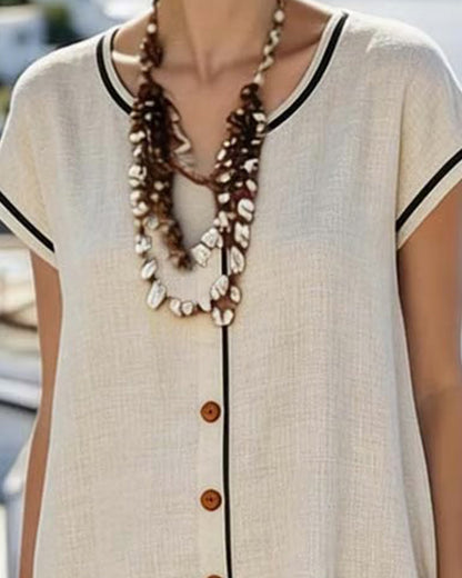 Kleid Kontrastbesatz Shift