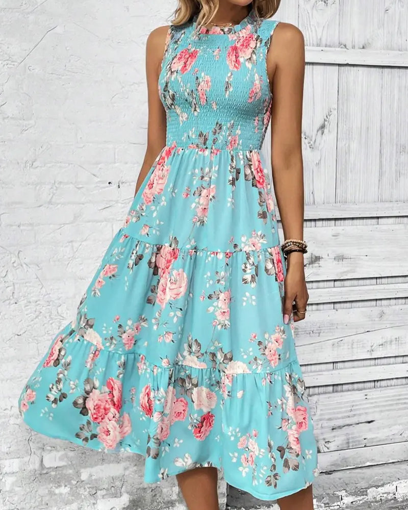 Kleid Blumig Druck Smock