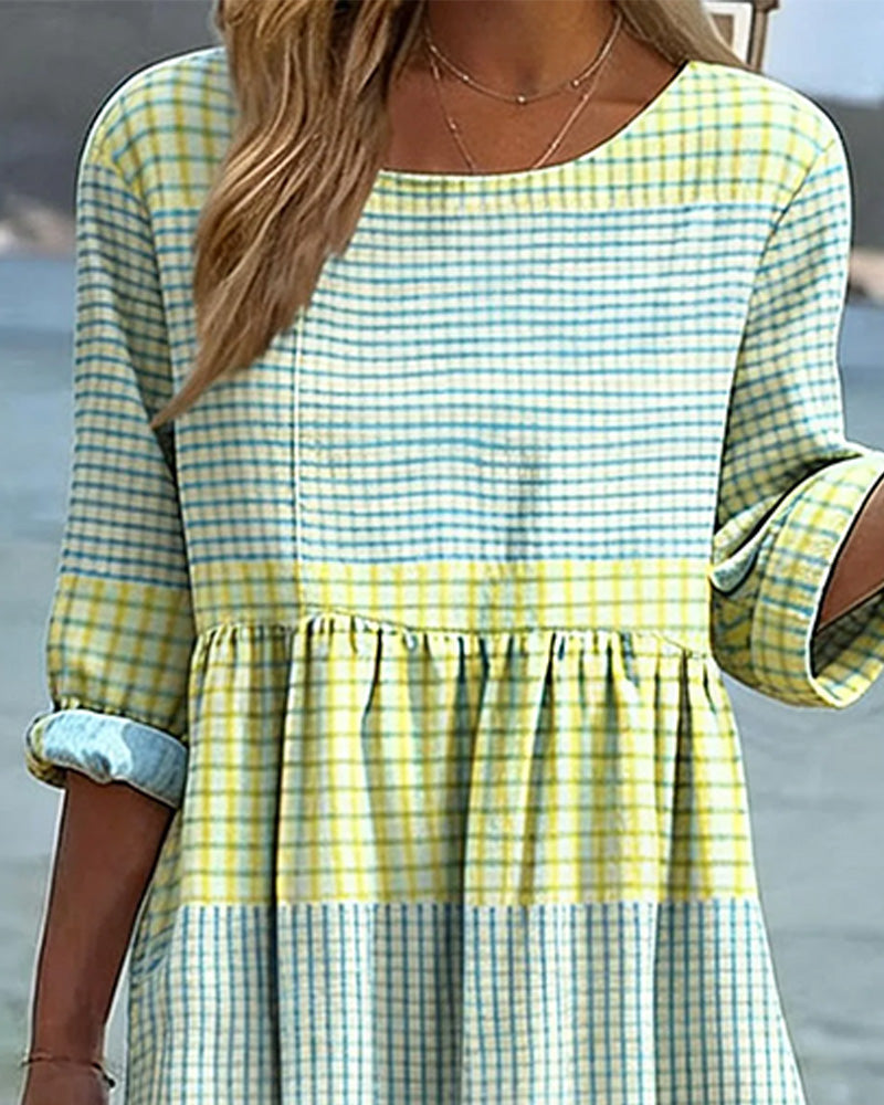 Kleid Gestreift Farbblock Locker