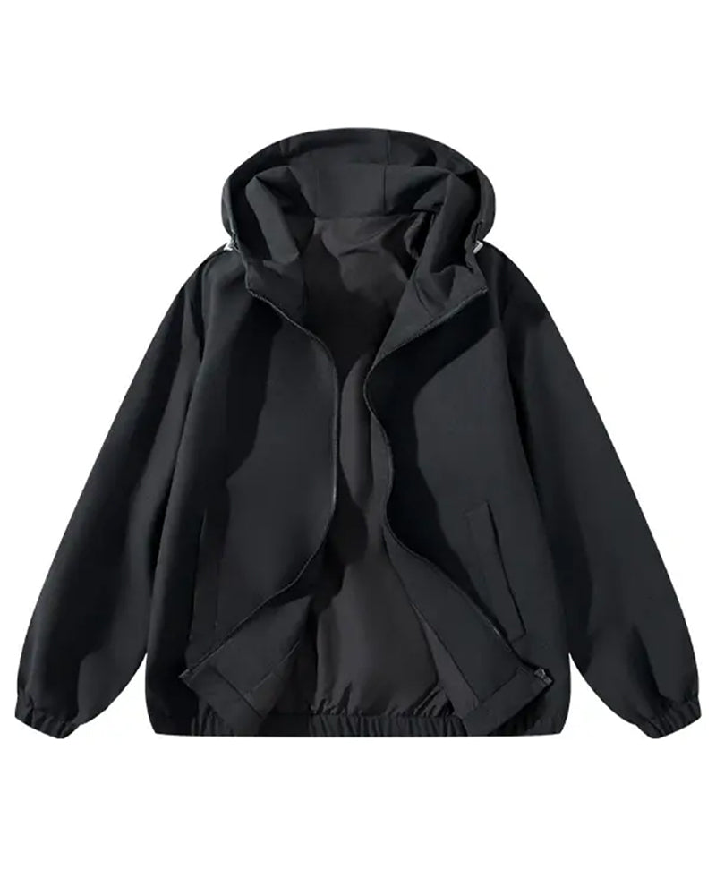 Mantel Einfarbig Entspannt Tasche Kapuzenpullover
