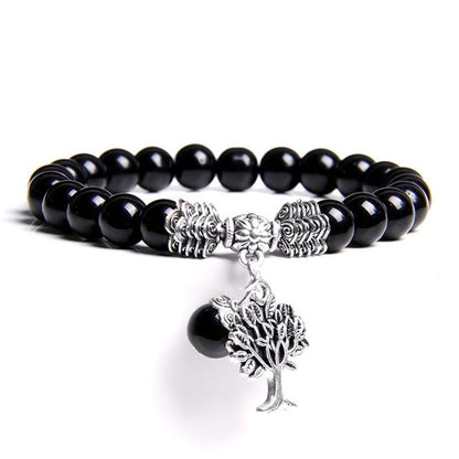 Das Baum des Lebens Ruhe Armband Schwarzer Achat