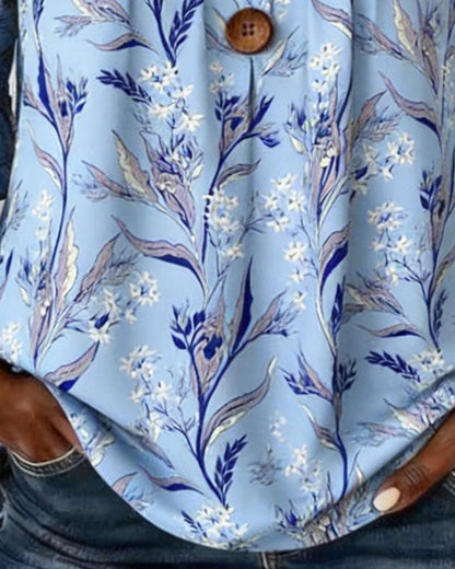 Bluse Mit Botanischem Print Und Rüschenärmeln