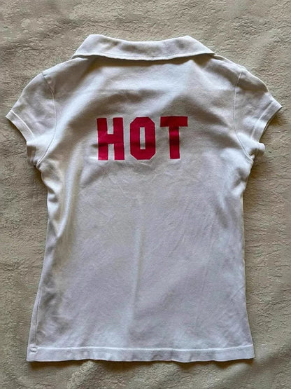 Weißes Vintage Polo mit Kurzärmeln