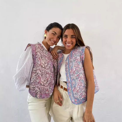 Floral Print Quilted Vest for Women - Gemma