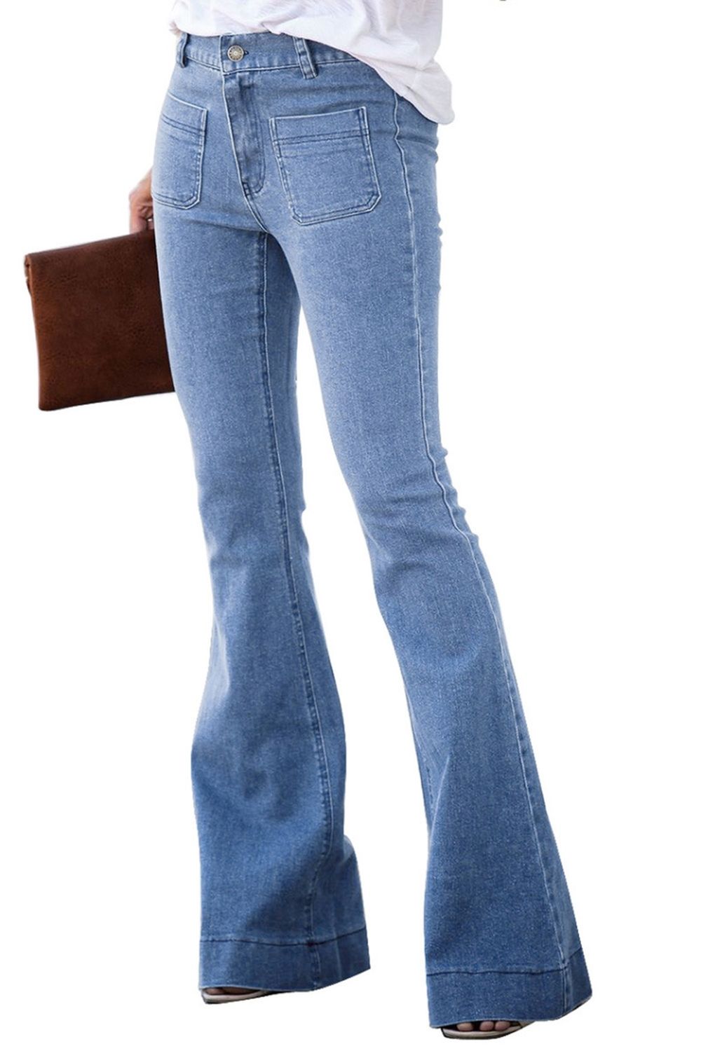 Verwaschene Bootcut-Jeans mit geradem Bein
