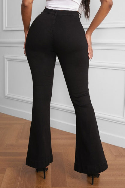 Verwaschene Bootcut-Jeans mit geradem Bein