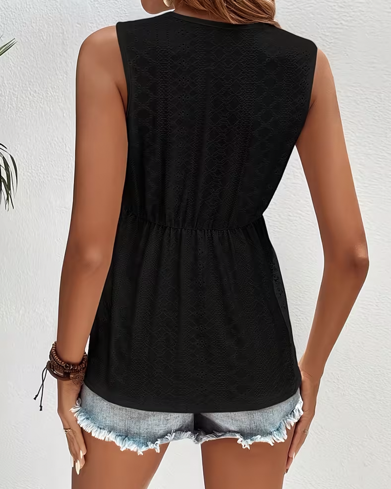 Top Sexy V-Ausschnitt Modisch Durchbrochen