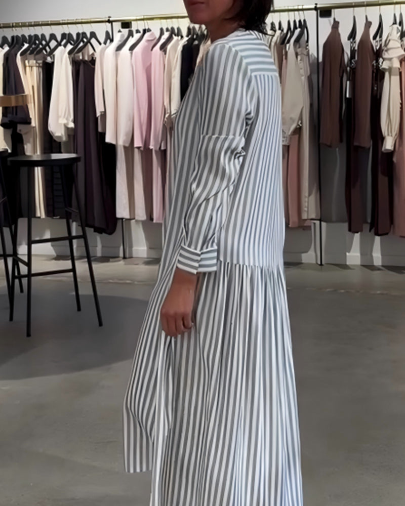Kleid Gestreifter Seitenschlitz Maxi