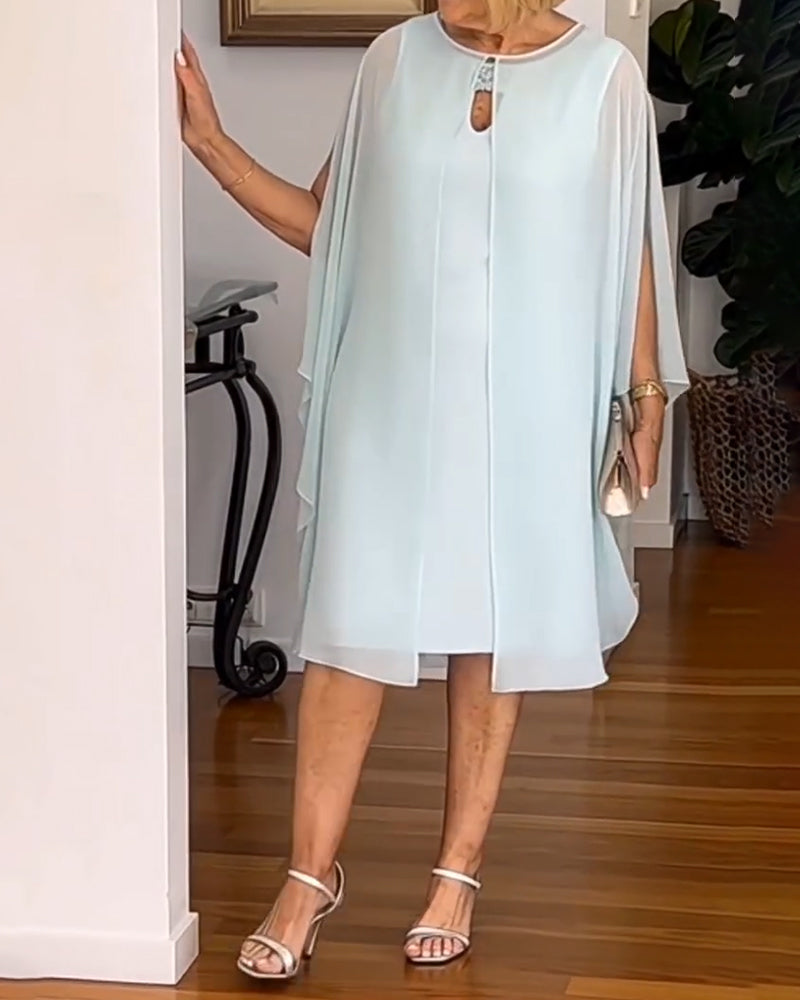 Kleid einfarbig modischer Kapellenärmel