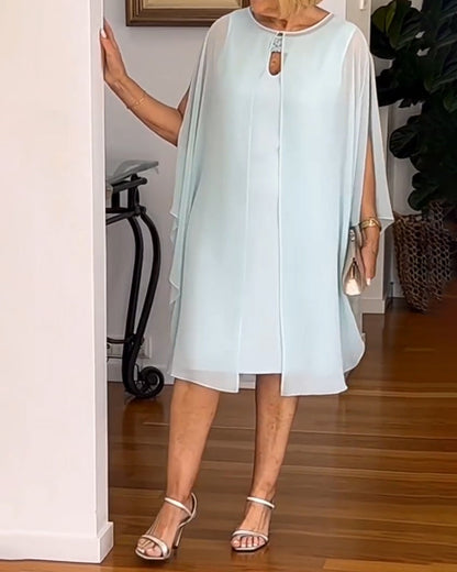 Kleid einfarbig modischer Kapellenärmel