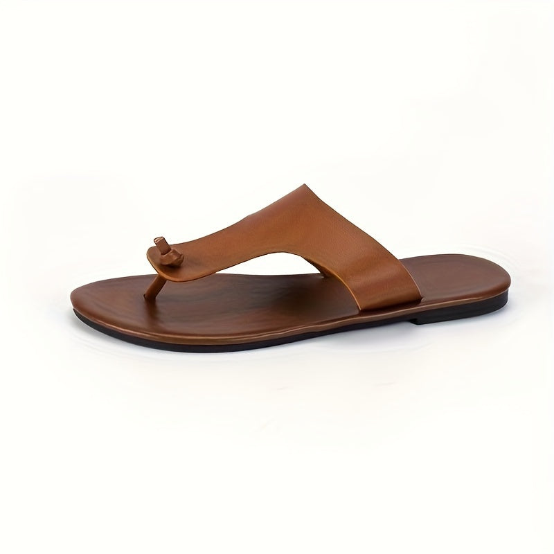 Braune Leder Flip-Flops - Laura