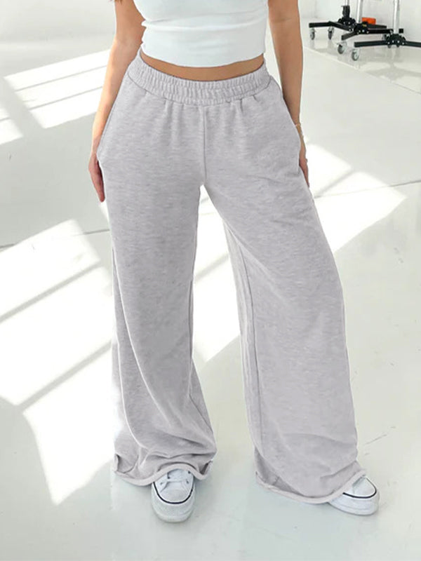 Einfarbige Vintage Sweatpants mit Umschlägen