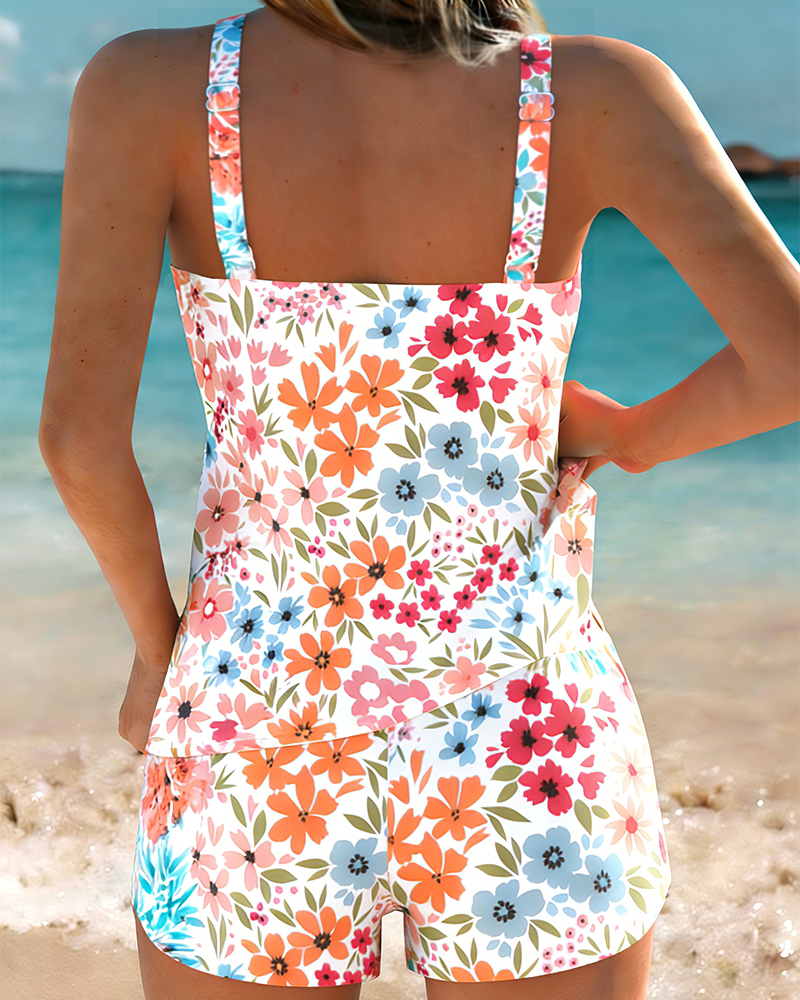 Tankini Badeanzug Frischer Blumendruck