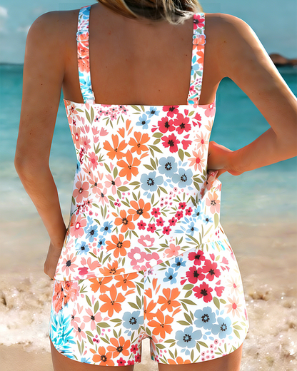 Tankini Badeanzug Frischer Blumendruck