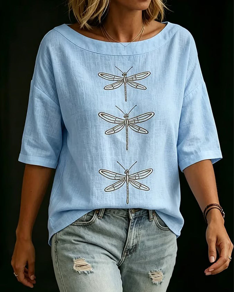 Bluse 3/4-Arm Libellenmuster