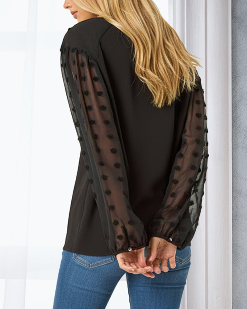 Bluse Jacquardärmel Schleife