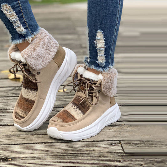 Warme Plüsch-Schneestiefel Khaki