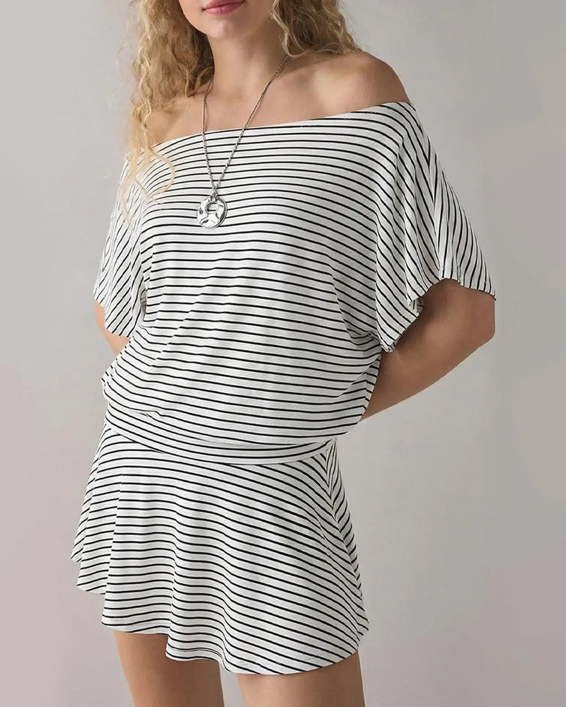 Kleid Off-Shoulder Locker Fledermaus