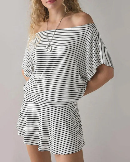 Kleid Off-Shoulder Locker Fledermaus