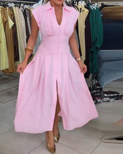 Kleid V-Ausschnitt Schlitz