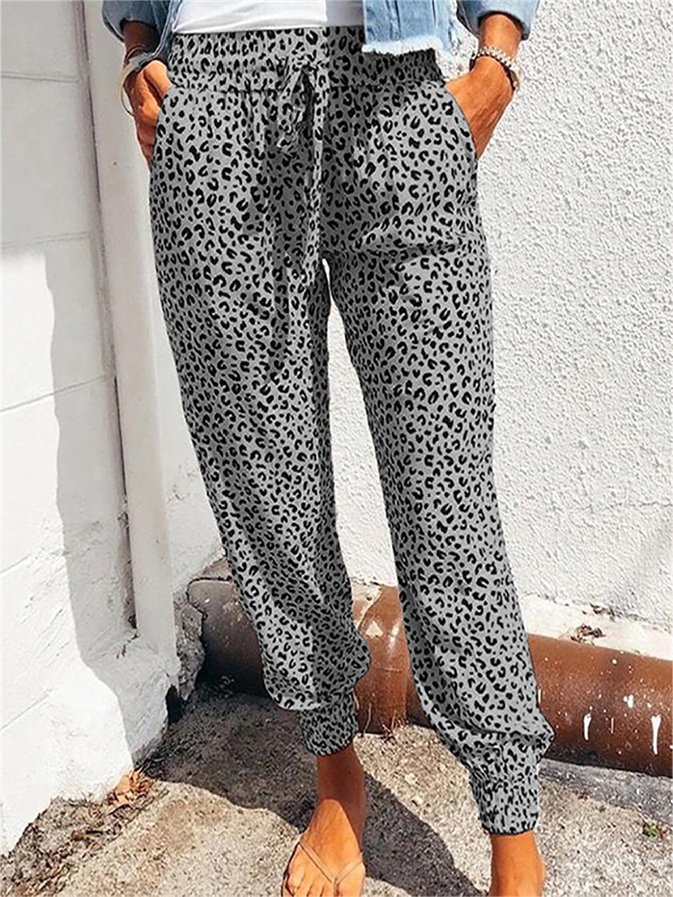 Green leopard print pants - Lea