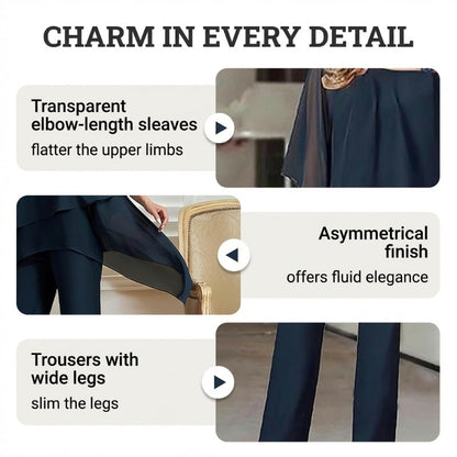 💎 50% RABATT! 💎 Charmantes asymmetrisches Top & Wide-Leg-Hosen-Set – asymmetrischer Saum, fließende Doppellage & ganztägige Eleganz 👗✨