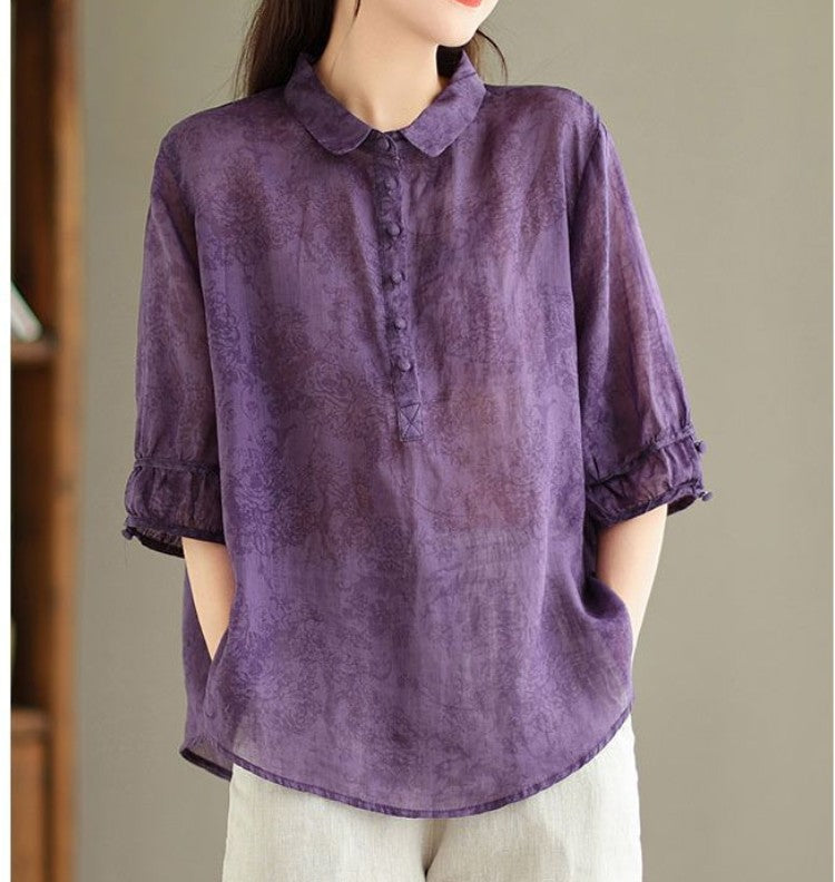 Cotton Linen Loose Shirt Top