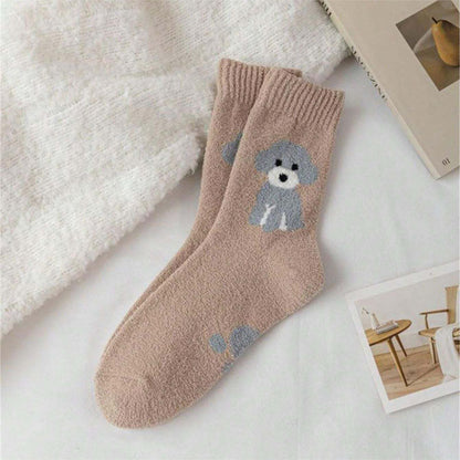 Lässige Socken Mit Cartoon-Hund Khaki