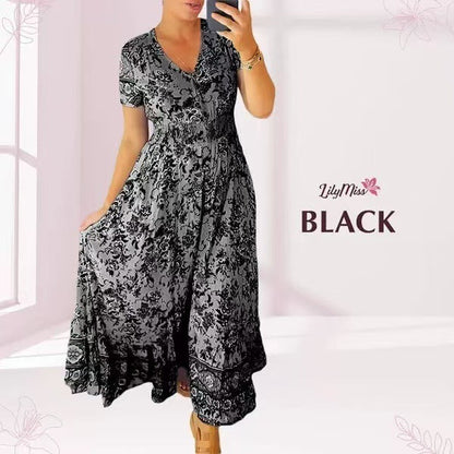 🌷🌷Kleid mit Blumendruck und V-Ausschnitt