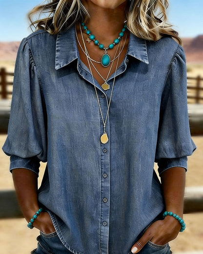 Hemd Bubble Kurzarm Denim
