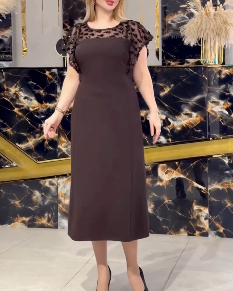 Kleid Rundhals Casual Kurzärmlig