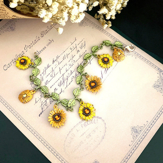 Vintage Sonnenblumenarmband Mehrfarbig