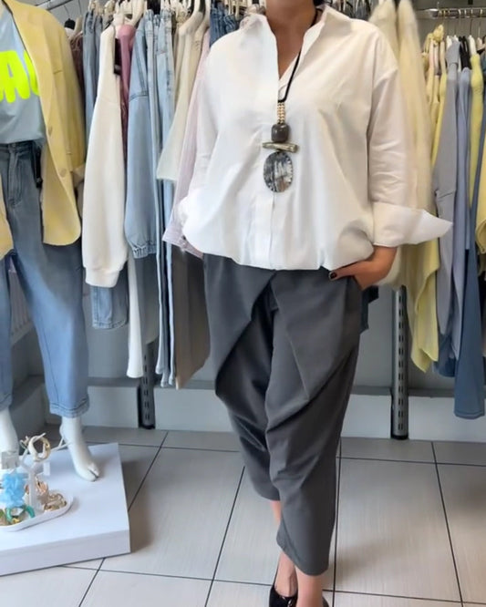 Hemd Unifarben Langarm Casual