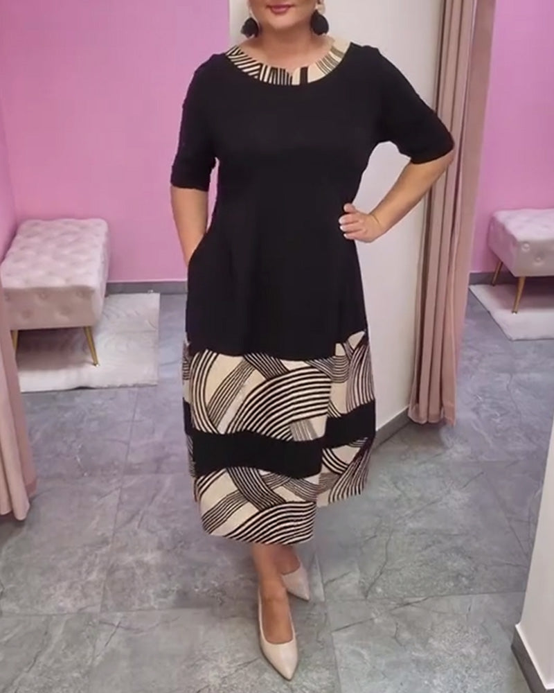 Kleid Patchwork Streifendruck