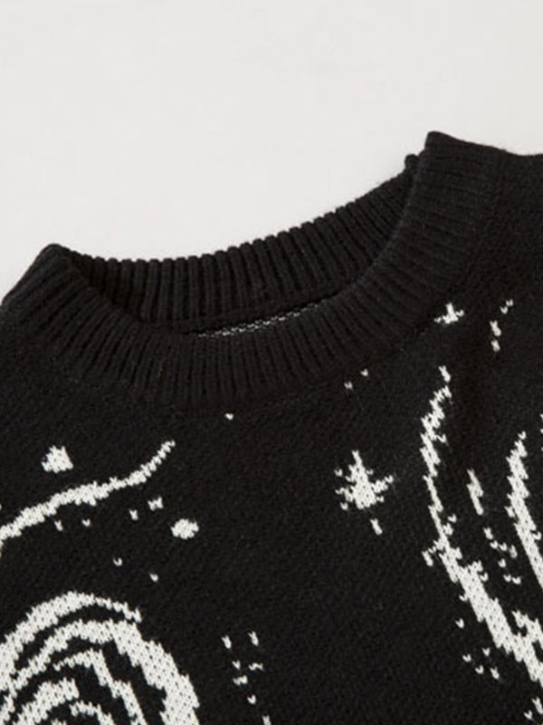 Mehrfarbiger Vintage Druck Zerrissener Pullover