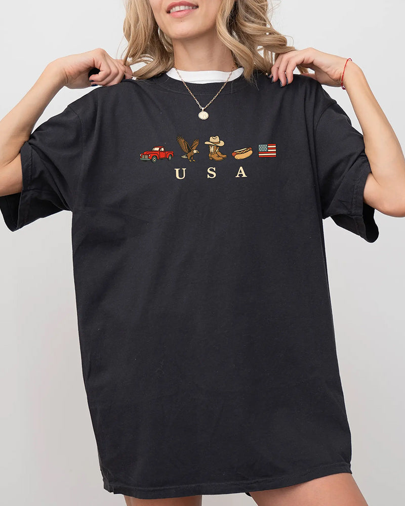 T-Shirt Lässig Loose-Fit Buchstabenprint
