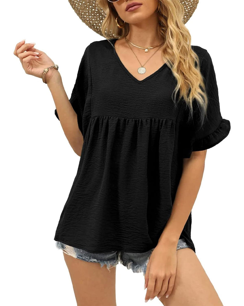 Bluse Lässig Rüsche Loose Fit
