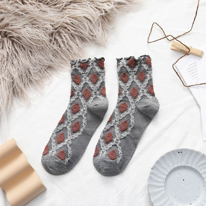 Ethnische Socken Mit Geometrischem Druck Grau